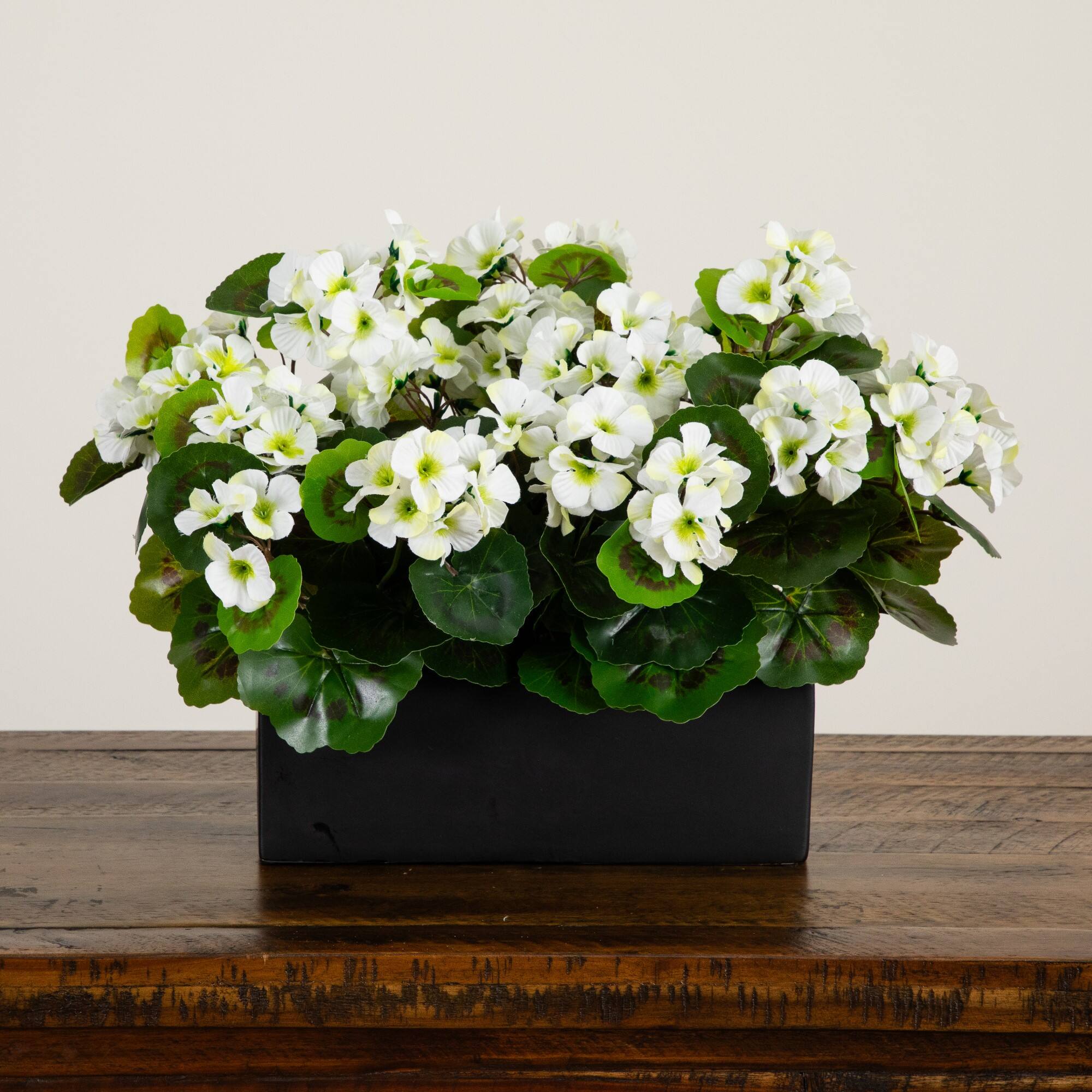 13" UV Resistant Artificial Geranium in Rectangular Planter (Indoor/Outdoor)